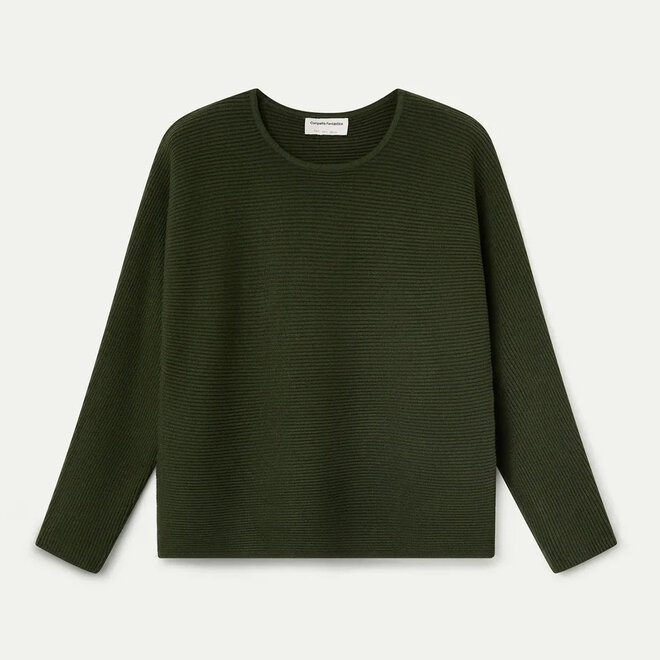 Knit Sweater Striped Olive Green