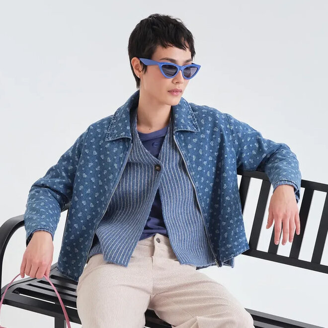 Cardigan Striped Light Blue & White
