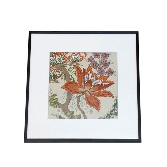 Framed Fabric Orange Flower
