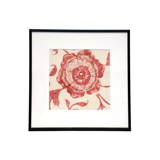 Framed Fabric Red Flower
