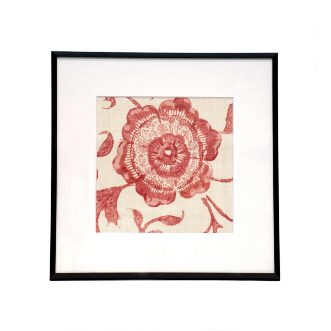 Framed Fabric Red Flower