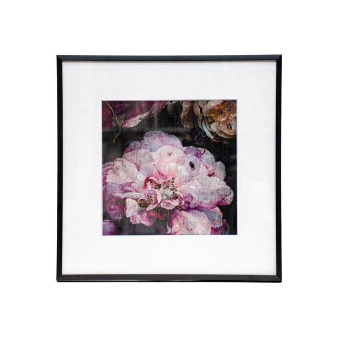 Framed Fabric Velvet Dark Flowers