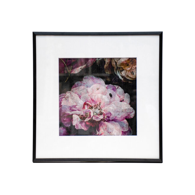 Framed Fabric Velvet Dark Flowers