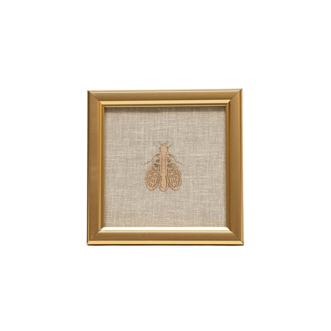 Framed Fabric Small Falena Linen/Gold