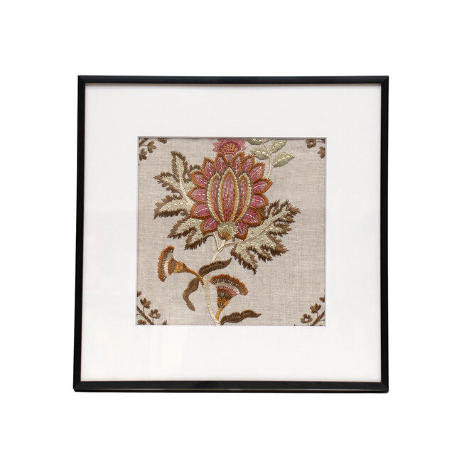 Framed Fabric Embroidered Flower