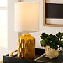 Mini Table Lamp with Shade Ceramic Groove Yellow 13"