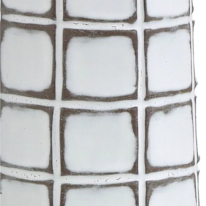 Table Lamp Base Brown & White Checkered Ceramic 15"
