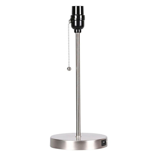 Table Lamp Base  Silver Metal with USB Port 14"