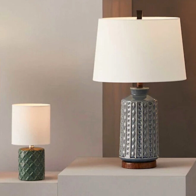 Table Lamp Base Ceramic Dark Blue 18"