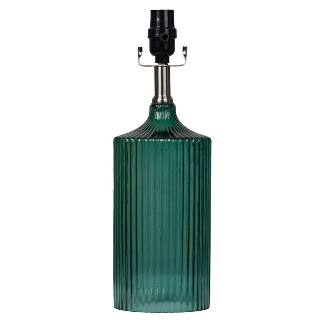 Table Lamp Base Glass Ribbed Green 15"
