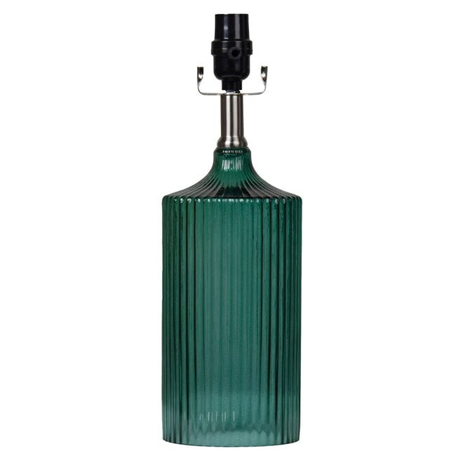 Table Lamp Base Glass Ribbed Green 15"