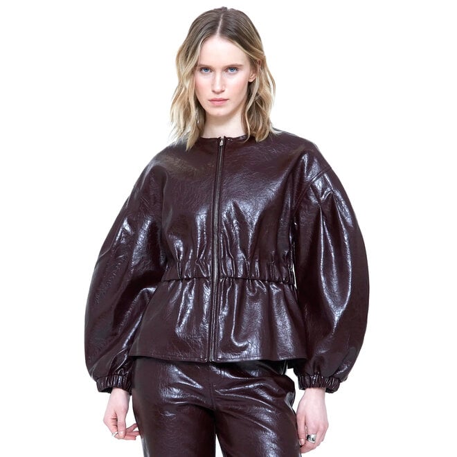 Jacket Faux Leather Burgundy