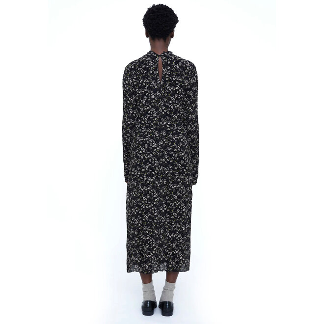 Midi Dress Floral Print Black