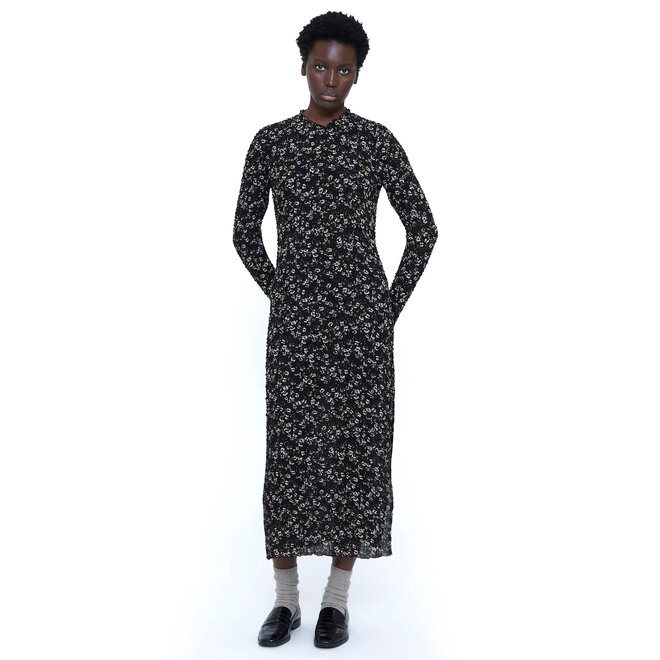 Midi Dress Floral Print Black