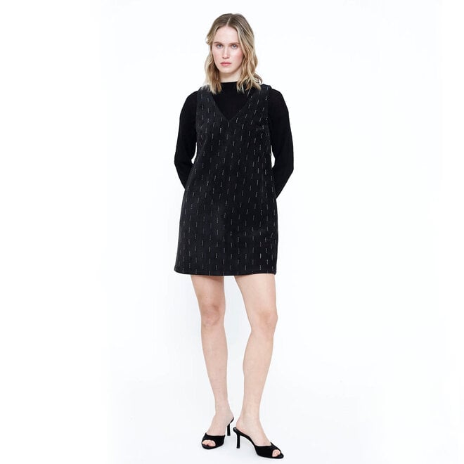 Short Dress Black with Silver Appliques