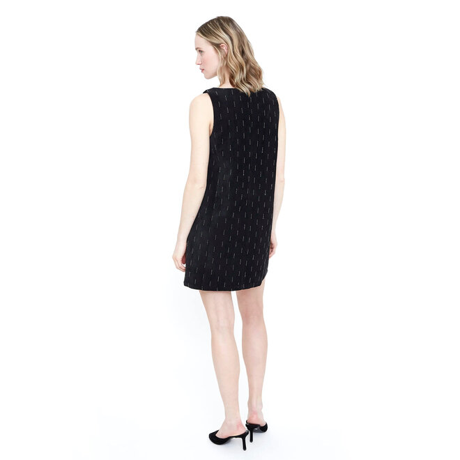 Short Dress Black with Silver Appliques