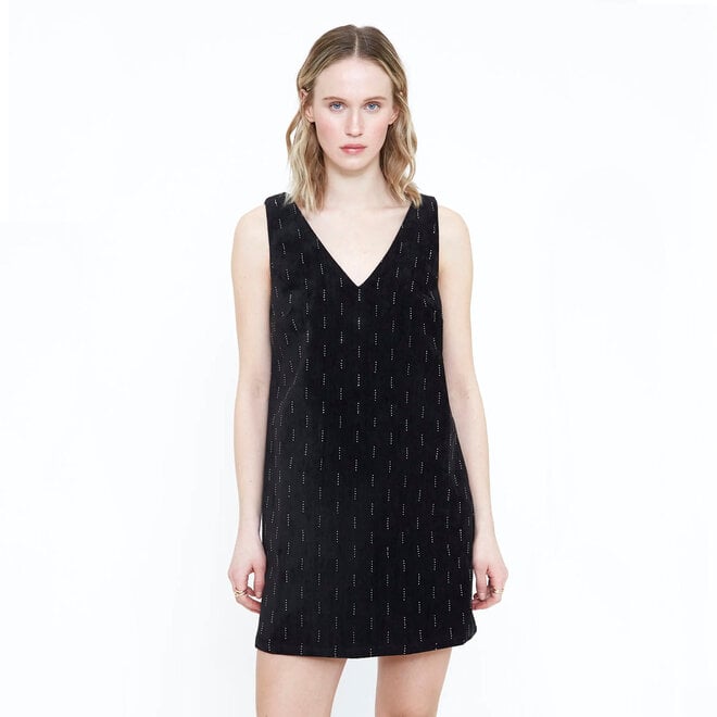 Short Dress Black with Silver Appliques