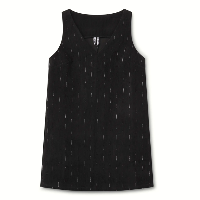 Short Dress Black with Silver Appliques