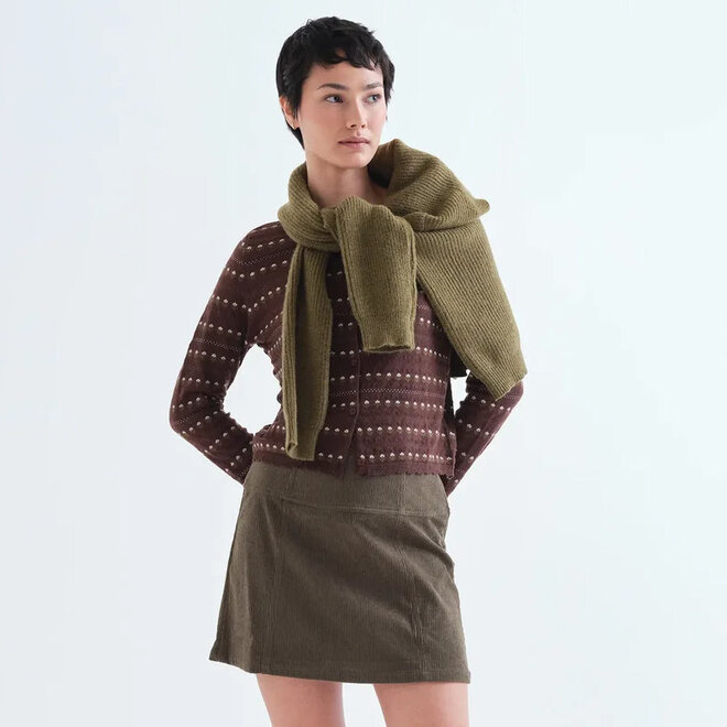 Cardigan Brown with Embroidered Flowers