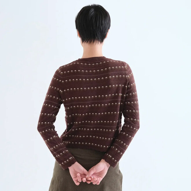 Cardigan Brown with Embroidered Flowers
