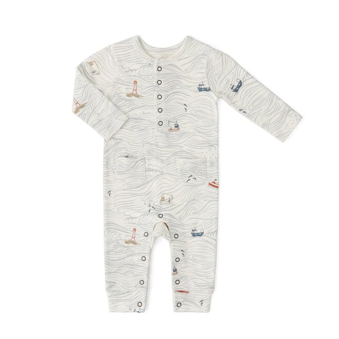 Romper Henley Patch Pocket High Seas