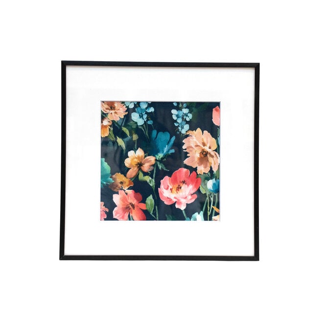 Framed Fabric Velvet Floral Pond