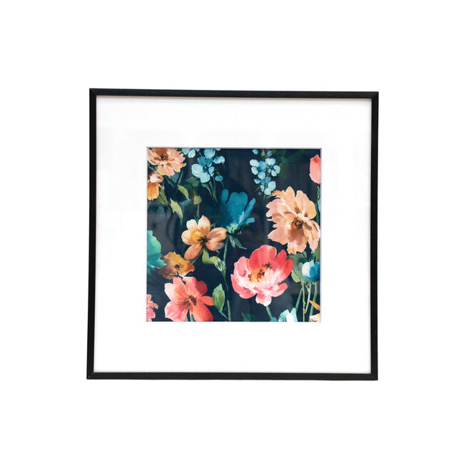 Framed Fabric Velvet Floral Pond