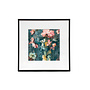 Framed Fabric Velvet Floral Aqua
