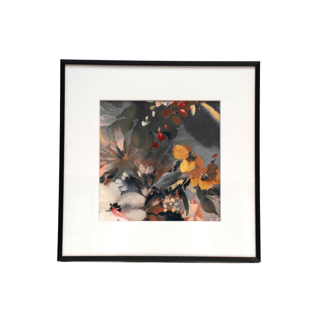 Framed Fabric Velvet Floral Fiery