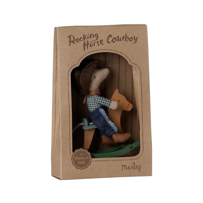 Mouse Little Brother Cowboy on Rocking Horse