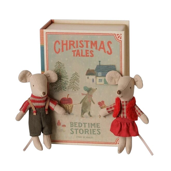 Christmas Twin Mice Little Sister & Brother in Book