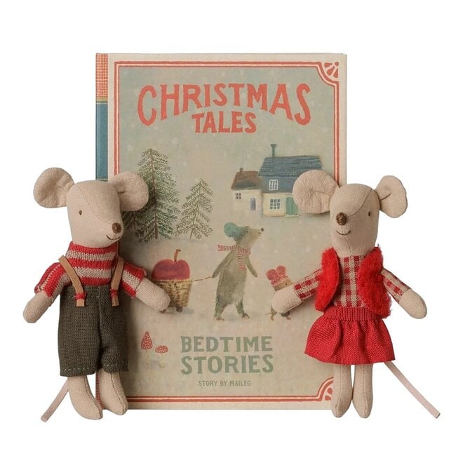 Christmas Twin Mice Little Sister & Brother in Book