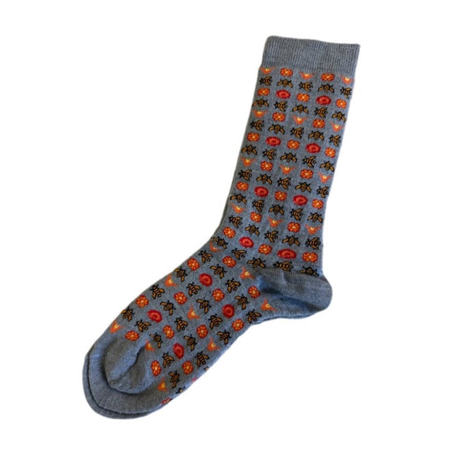 Alpaca & Bamboo Socks Bee & Floral Grey