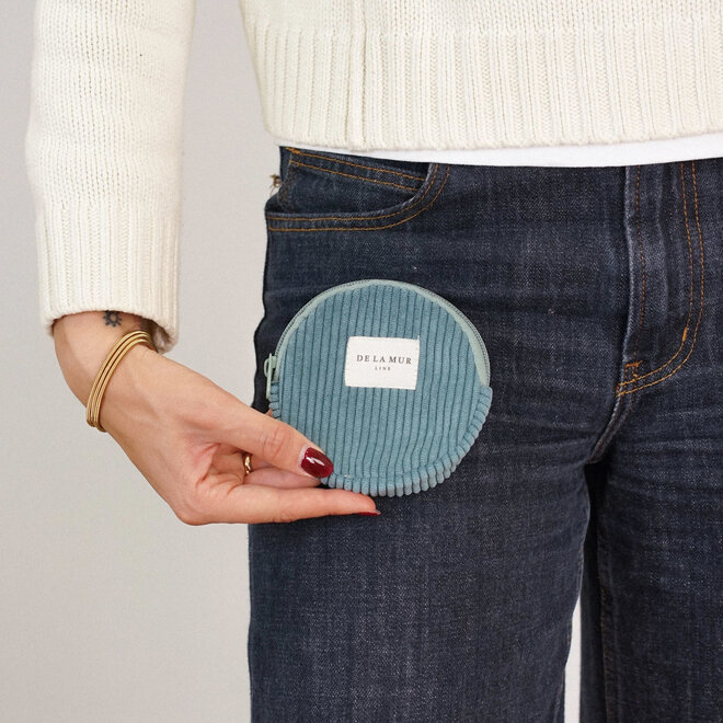 Corduroy Round Coin Purse Jade
