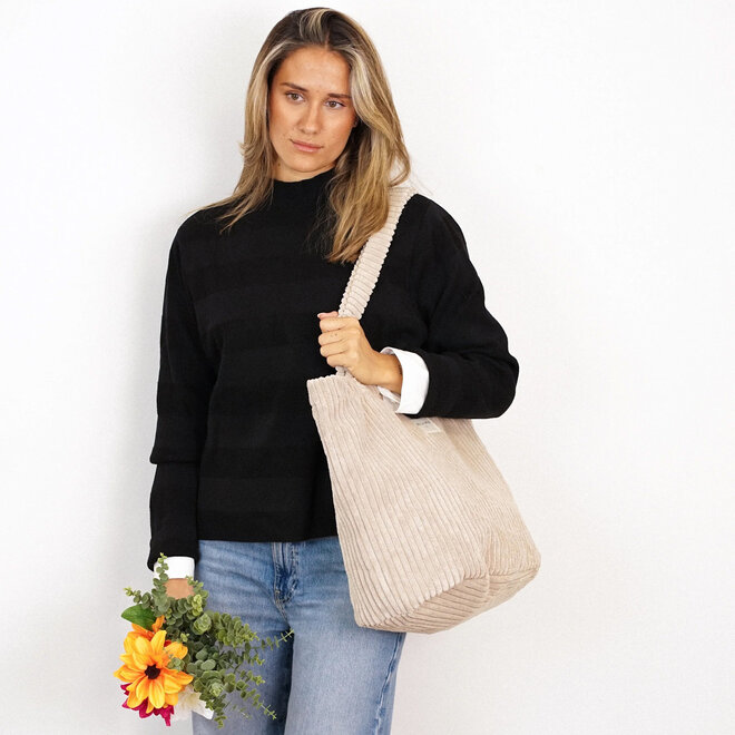 Corduroy Zippered Bag Moka Large