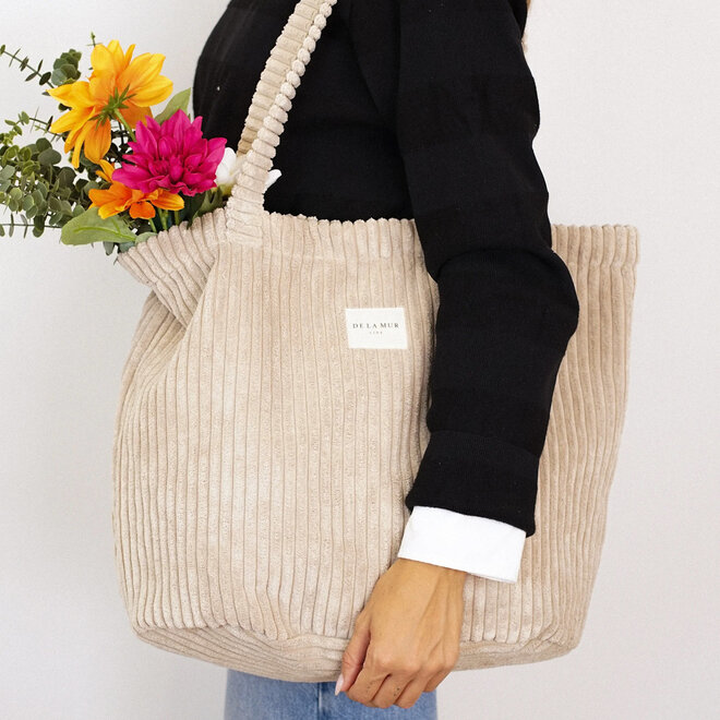 Corduroy Zippered Bag Moka Large