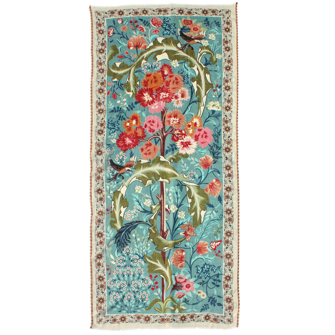 Wool Scarf Floral Garden Teal