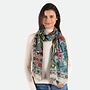 Wool Scarf Floral Garden Teal