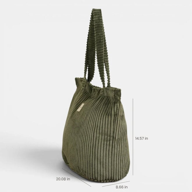 Corduroy Zippered Bag Musgo Large