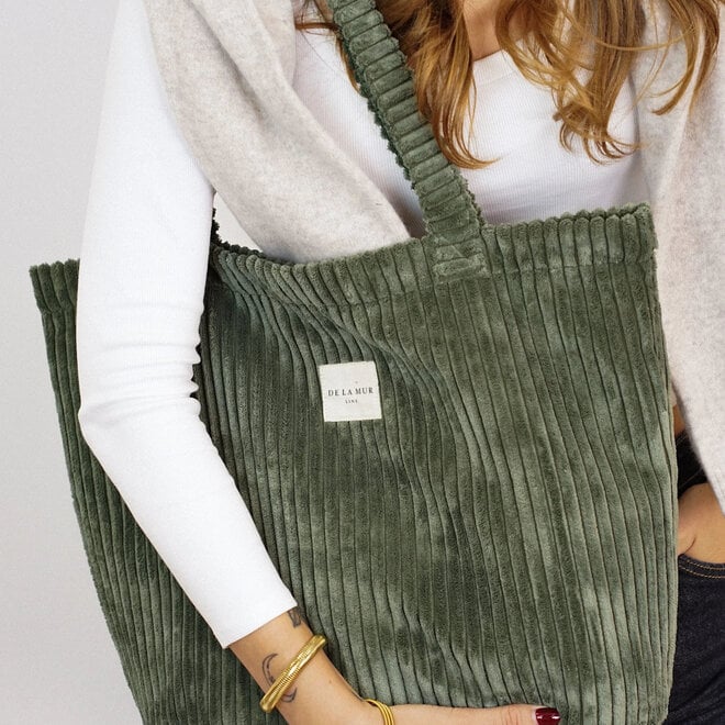 Corduroy Zippered Bag Musgo Large