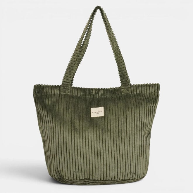 Corduroy Zippered Bag Musgo Large