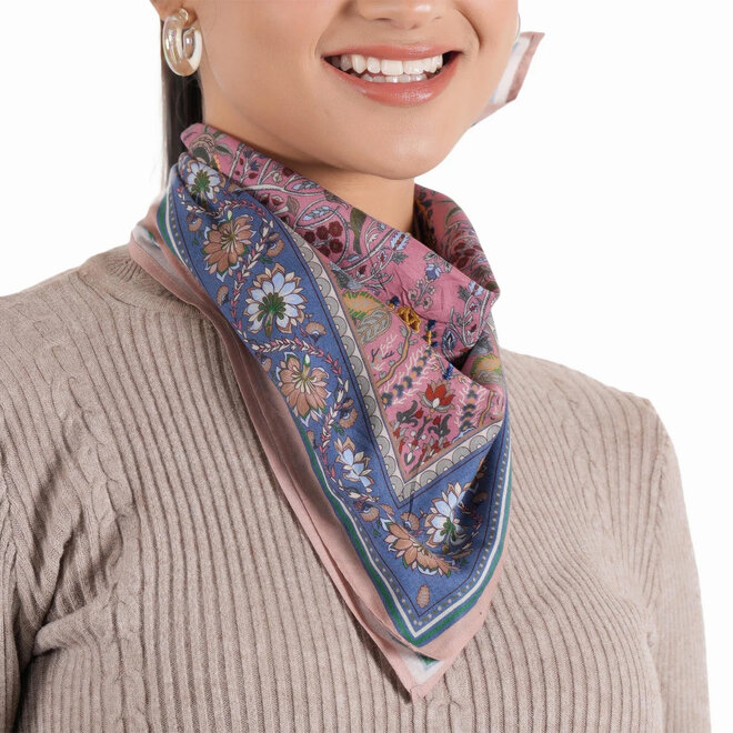 Bandana Blue & Dusty Pink