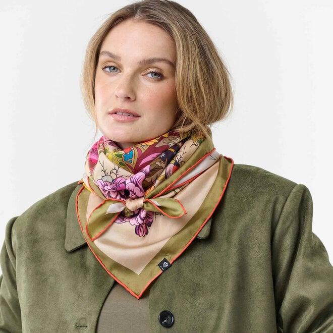 Silk Scarf Royal Flora Butter Cream