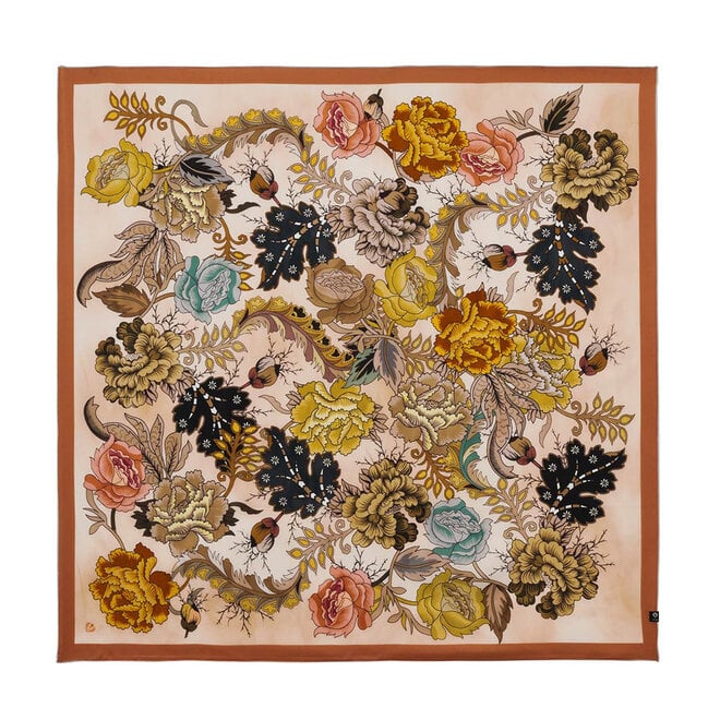 Silk Scarf Royal Flora Butter Cream