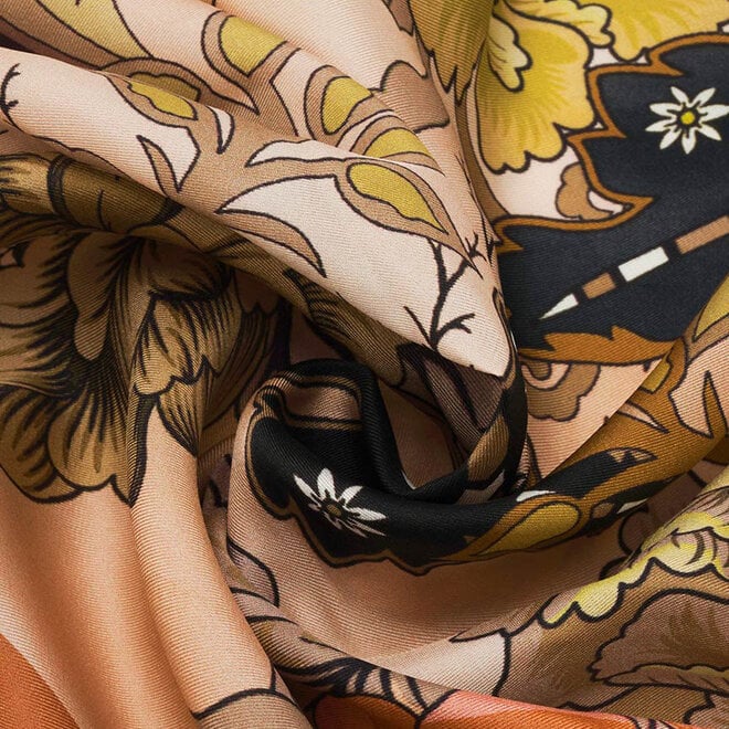 Silk Scarf Royal Flora Butter Cream