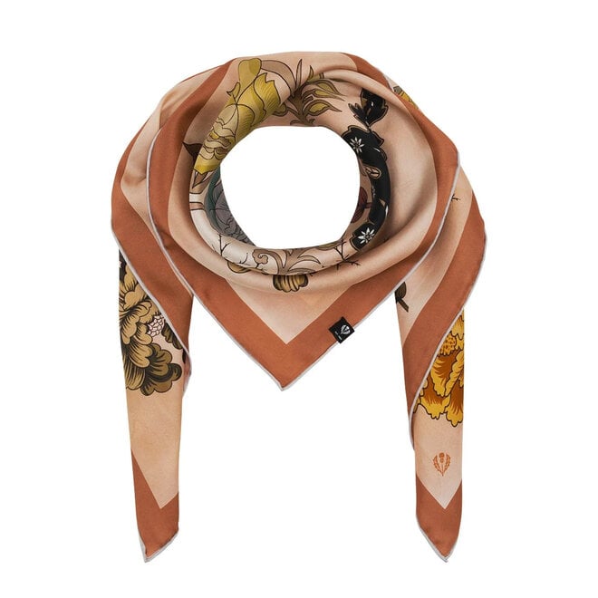 Silk Scarf Royal Flora Butter Cream