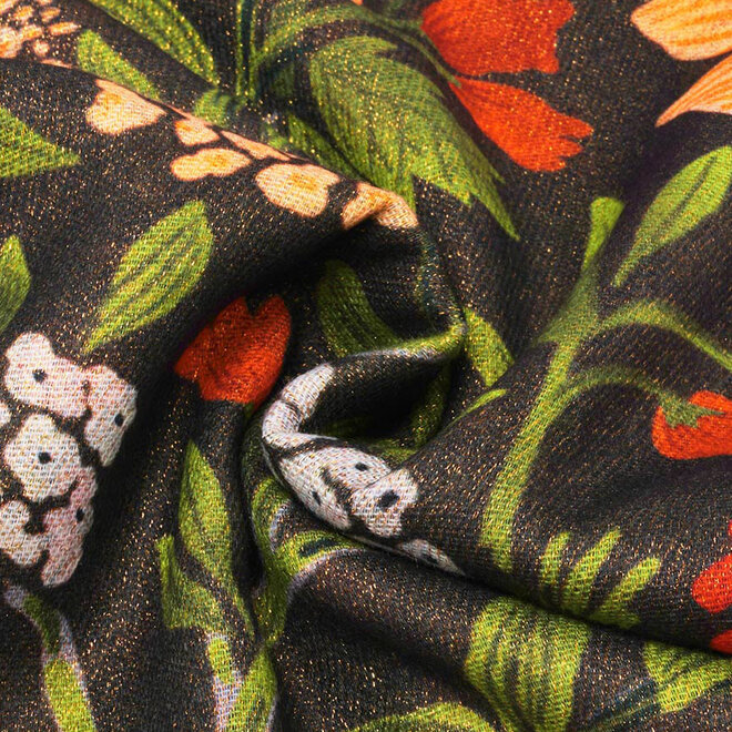Scarf Forest Foliage Shimmer Caviar