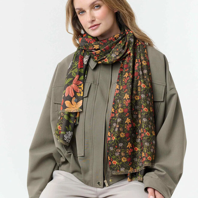 Scarf Forest Foliage Shimmer Caviar