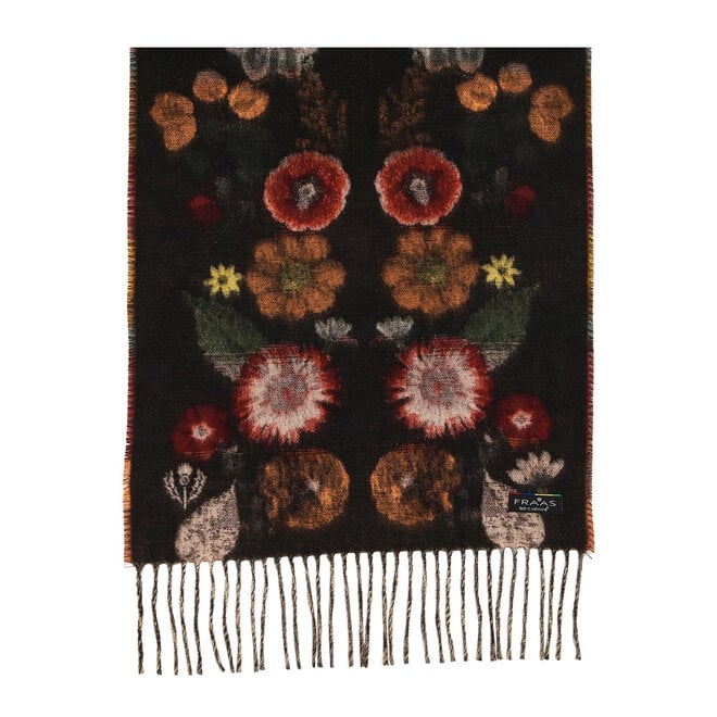 Scarf Pressed Floral True Red