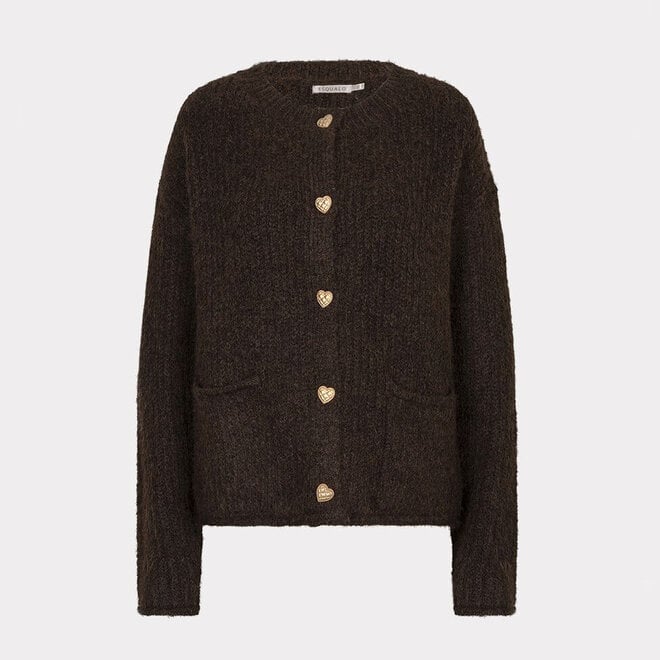 Cardigan Heart Buttons Coffee